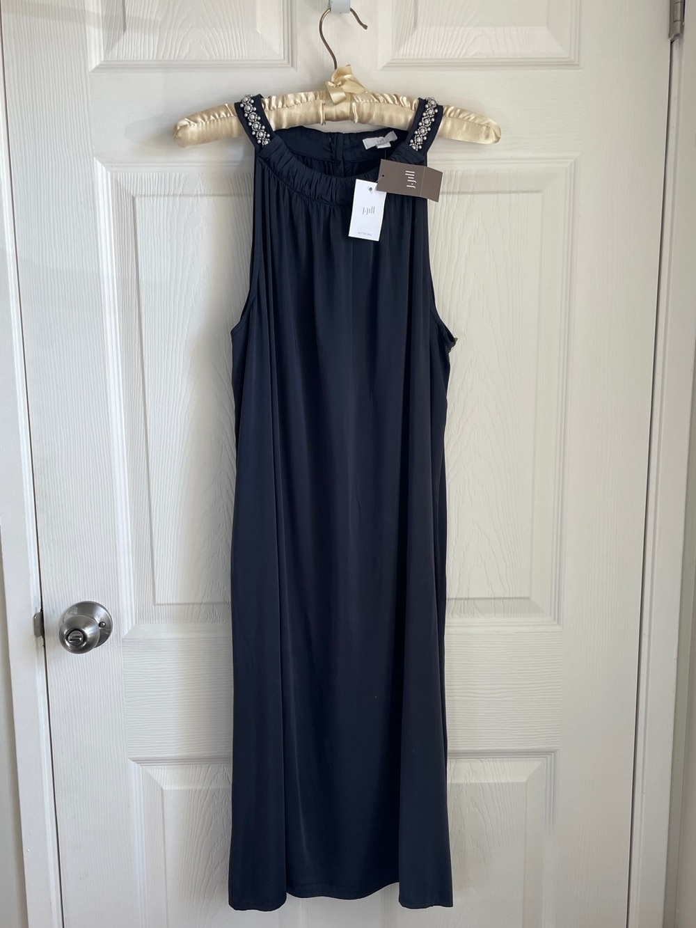 J.Jill Embellished Halter-Neck Dress Greystone M 100% Lenzing - Picture 3 of 16